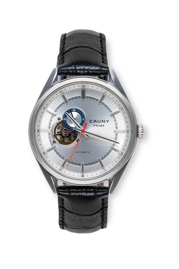 RELÓGIO CAUNY PRIMA CORAÇÃO ABERTO PRATA