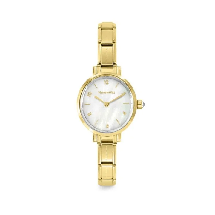 RELÓGIO NOMINATION TIMR PARIS DOURADO OVAL MADREPÉROLA