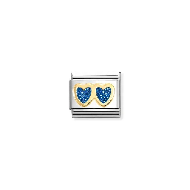 LINK NOMINATION CORAÇÃO DUPLO GLINTER AZUL